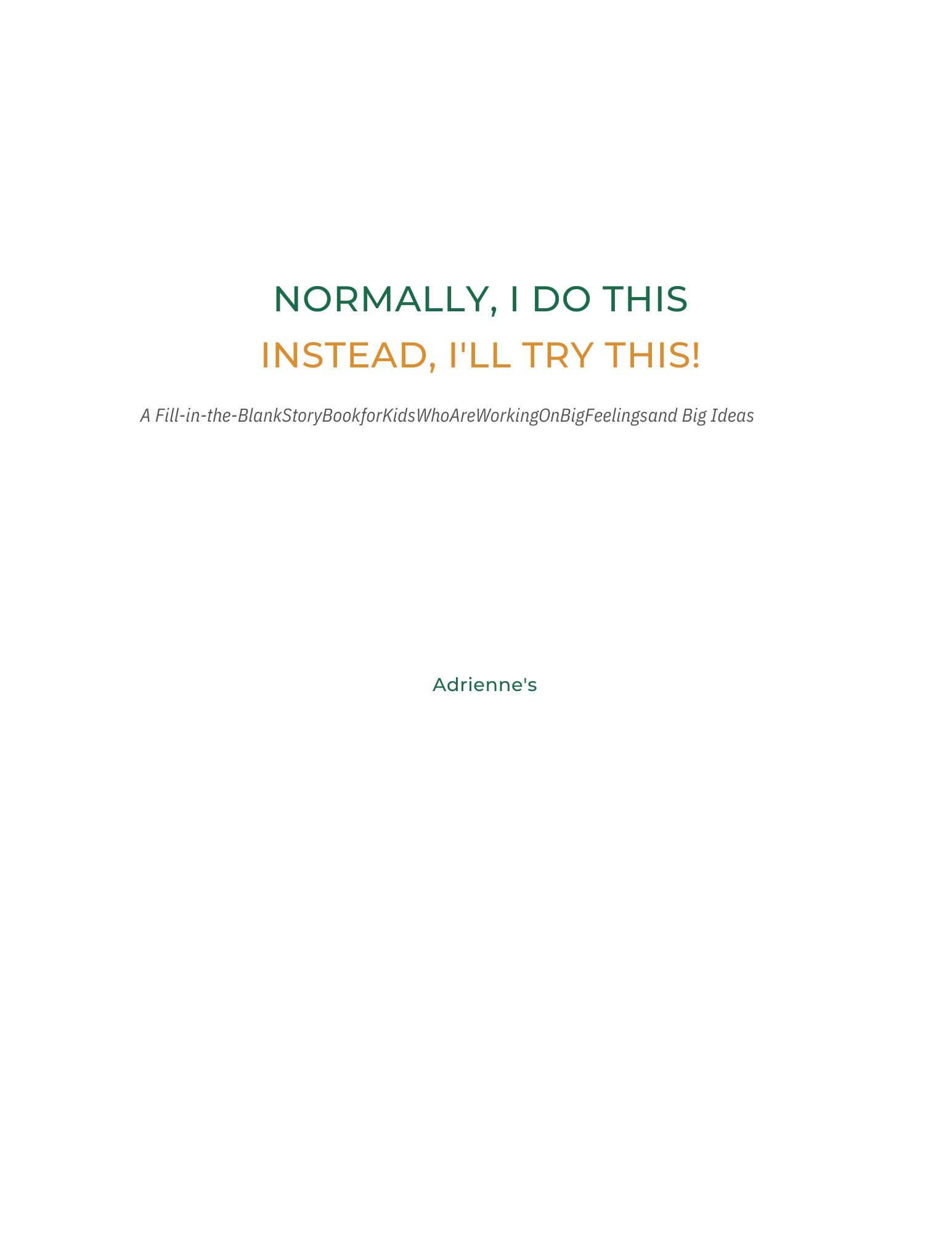 ADHD Stories for Kids – Fill-in-the-Blank Story Journal (Digital Download)